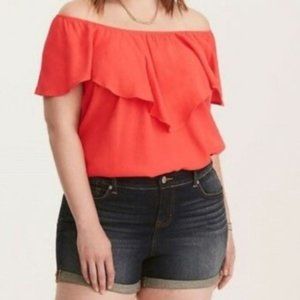 Torrid blouse red crepe flutter sleeve size 3